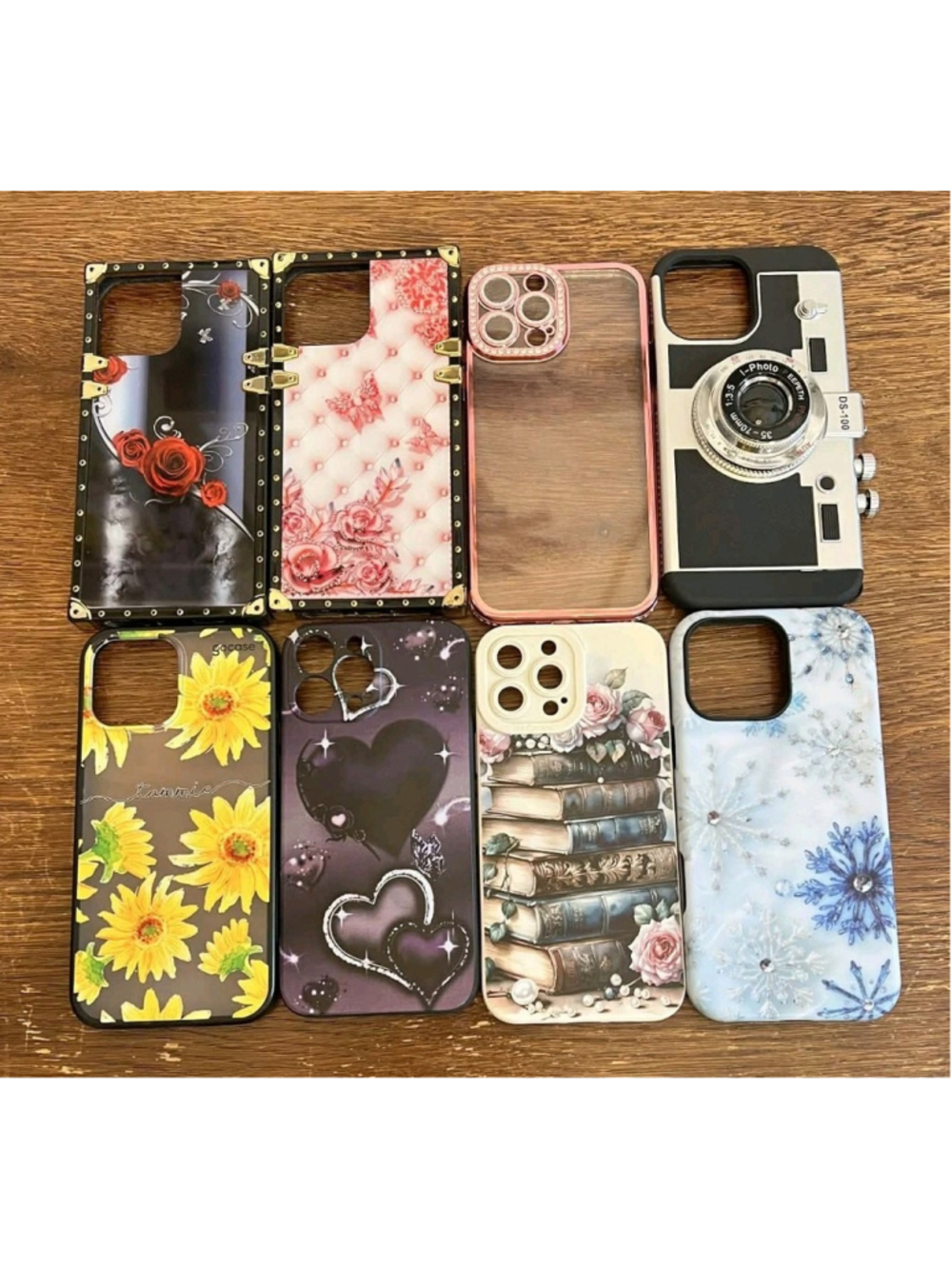Lot of 8 iPhone 13 Pro Max Cases Mixed Styles Sunflowers Roses Bling Hearts Snow